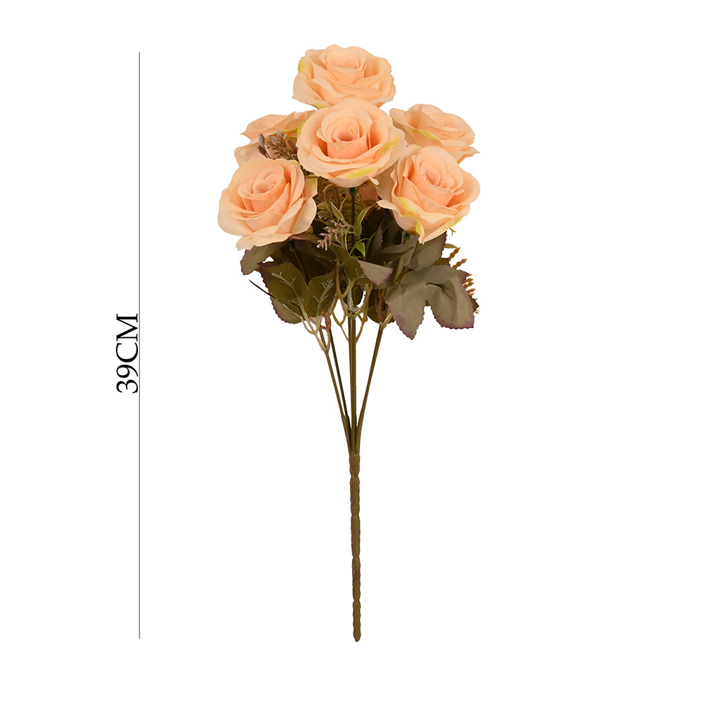 Poenia Arte Floral - Flor de Rosa Artificial 7 Cabezas 39cm - REF 8435588800285 - Pack de 3 - Flores Artificiales