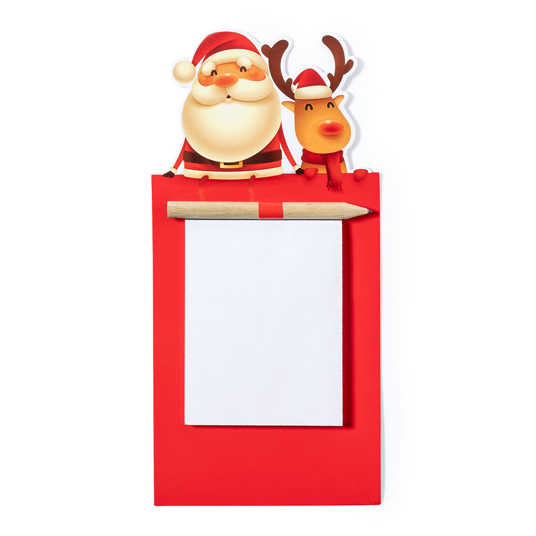 Disok Lote 50 Imanes con Bloc de Notas en Divertido Diseño Navideño de Papá Noel y Reno