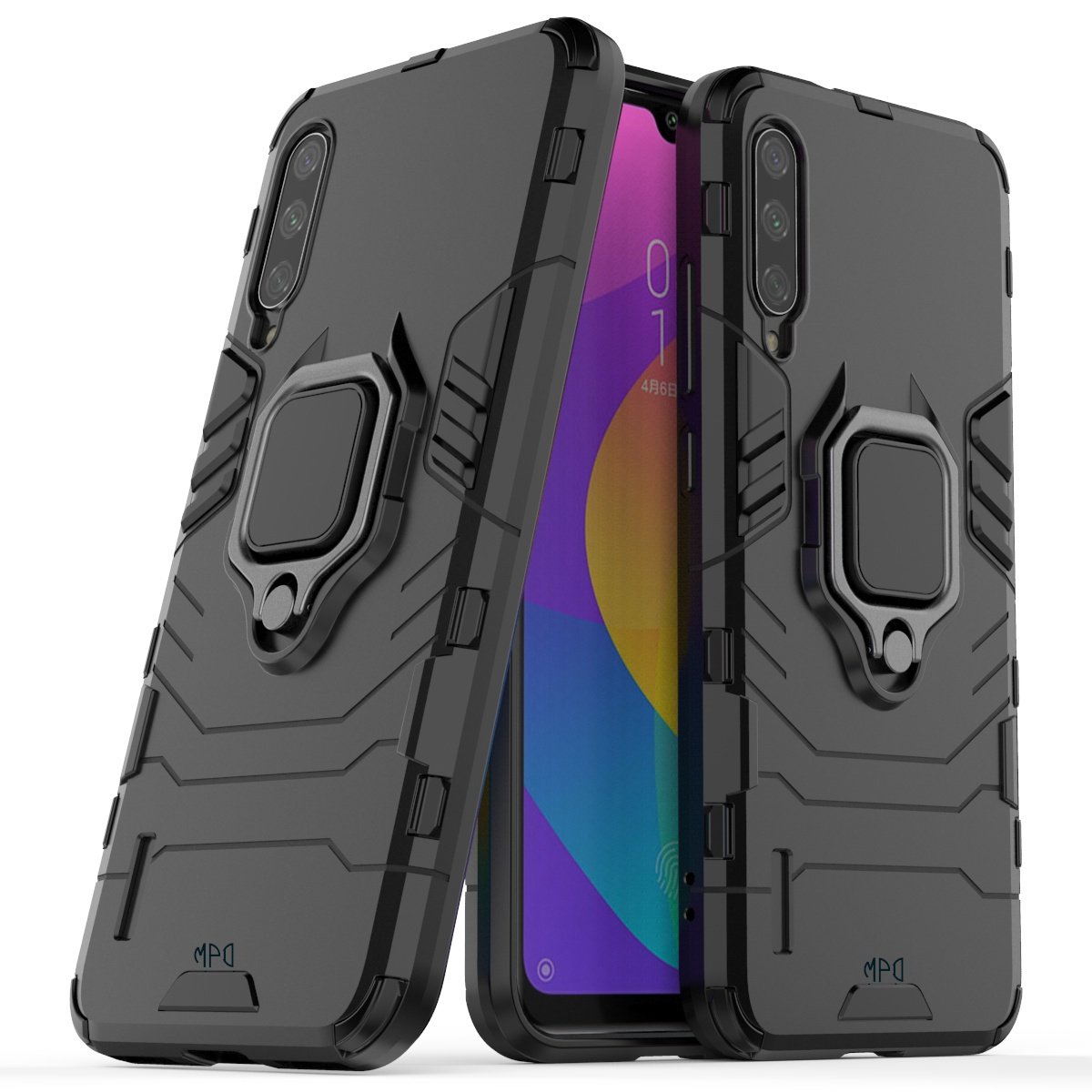 Max Power Digital Funda para móvil Xiaomi Mi A3 Carcasa Magnética con Anillo Imán Antigolpes Resistente Rígida Dura con Soporte [Tecnología de Absorción de Golpes] Perfecta Para Coche y Ver Multimedia Manos Libres