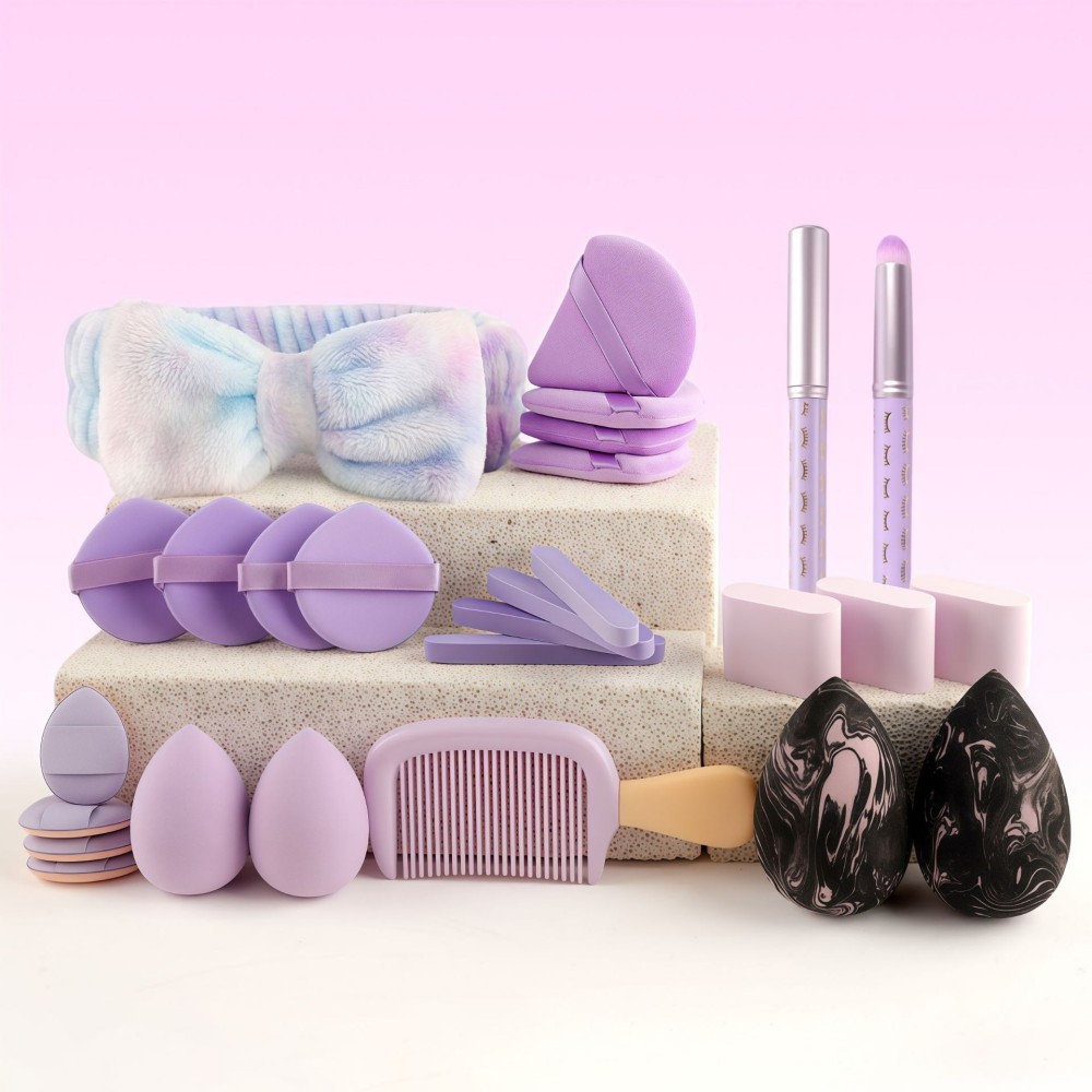 TK Set de 29 brochas de maquillaje con borla para polvos Li, hidrofísicas, para usar en seco o húmedo.