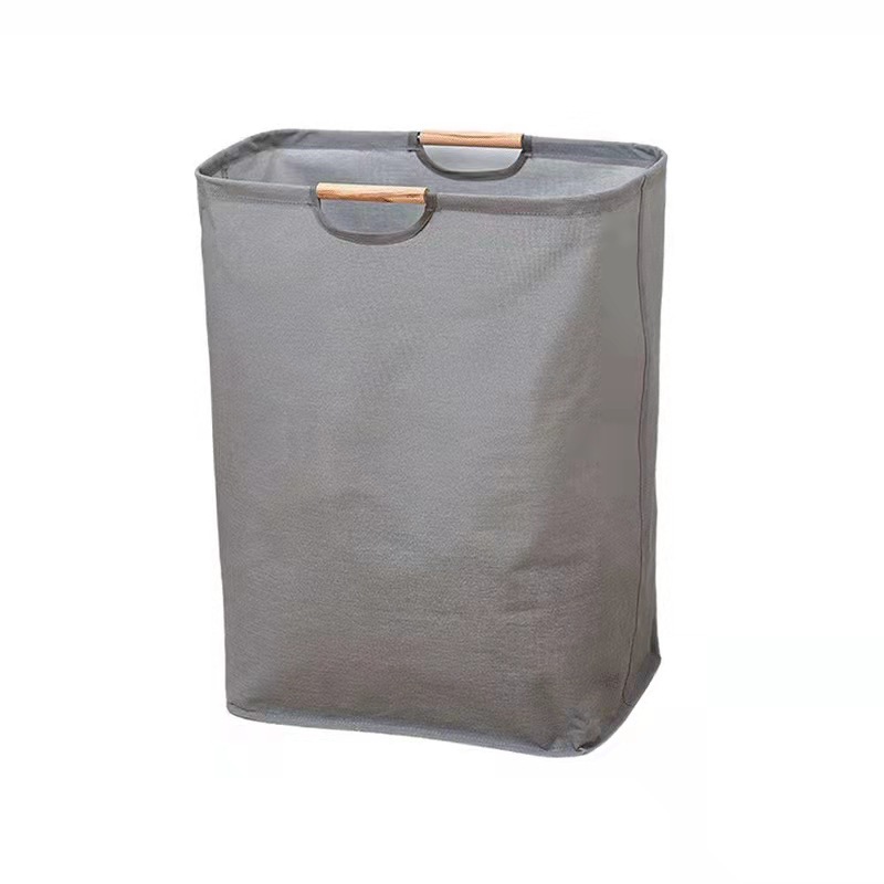 OmHO Cesta de almacenamiento japonesa simple, plegable, con asa de madera, para el hogar, el dormitorio, el baño, para la colada
