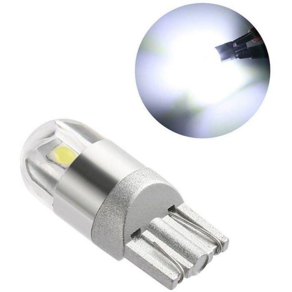Om Home 10 bombillas LED blancas T10 3030 2SMD para coche, luces de posición LED iluminadas de haz alto, luces de estacionamiento con señal de giro para bombilla P