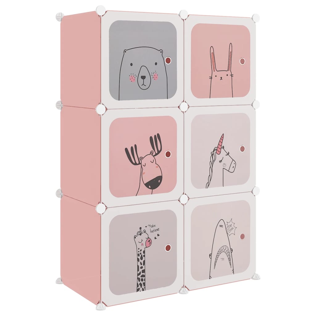 vidaXL Estantería infantil de cubos con 6 compartimentos rosa PP