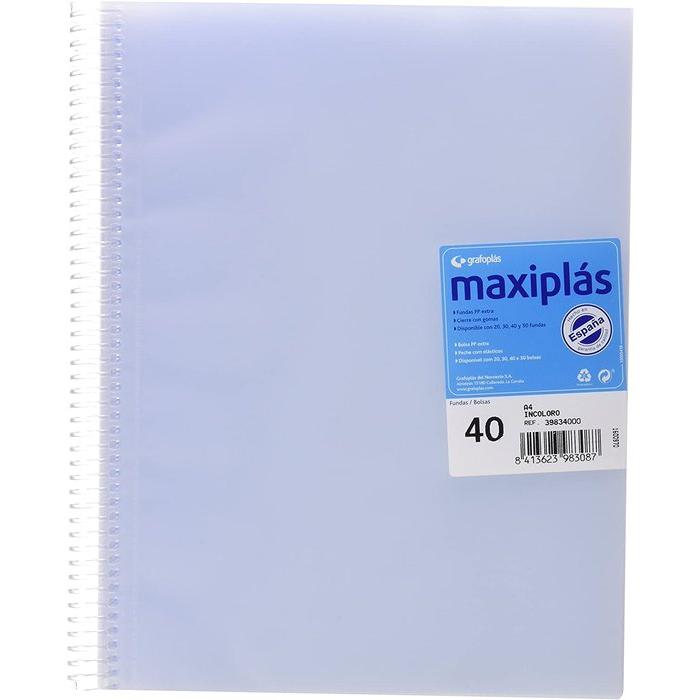 GRAFOPLAS CARPETA 40 FUNDAS MAXIPLAS TRANSPARENTE NATURAL CON SOBRE VARIOS PAPELERIA