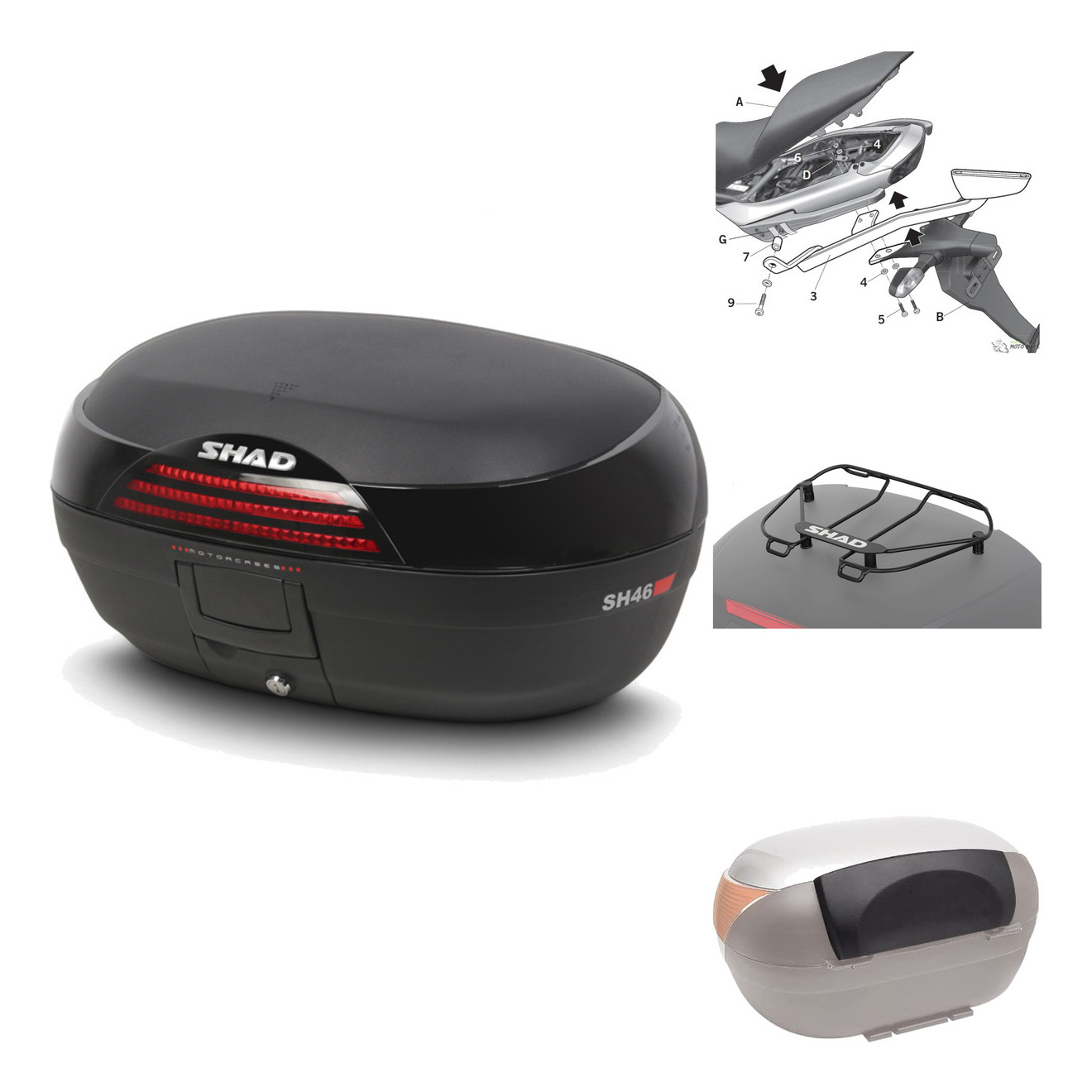 Baul Trasero + Herraje Montaje + Accesorios Sh46 Sh 46 New Model KIT-183189