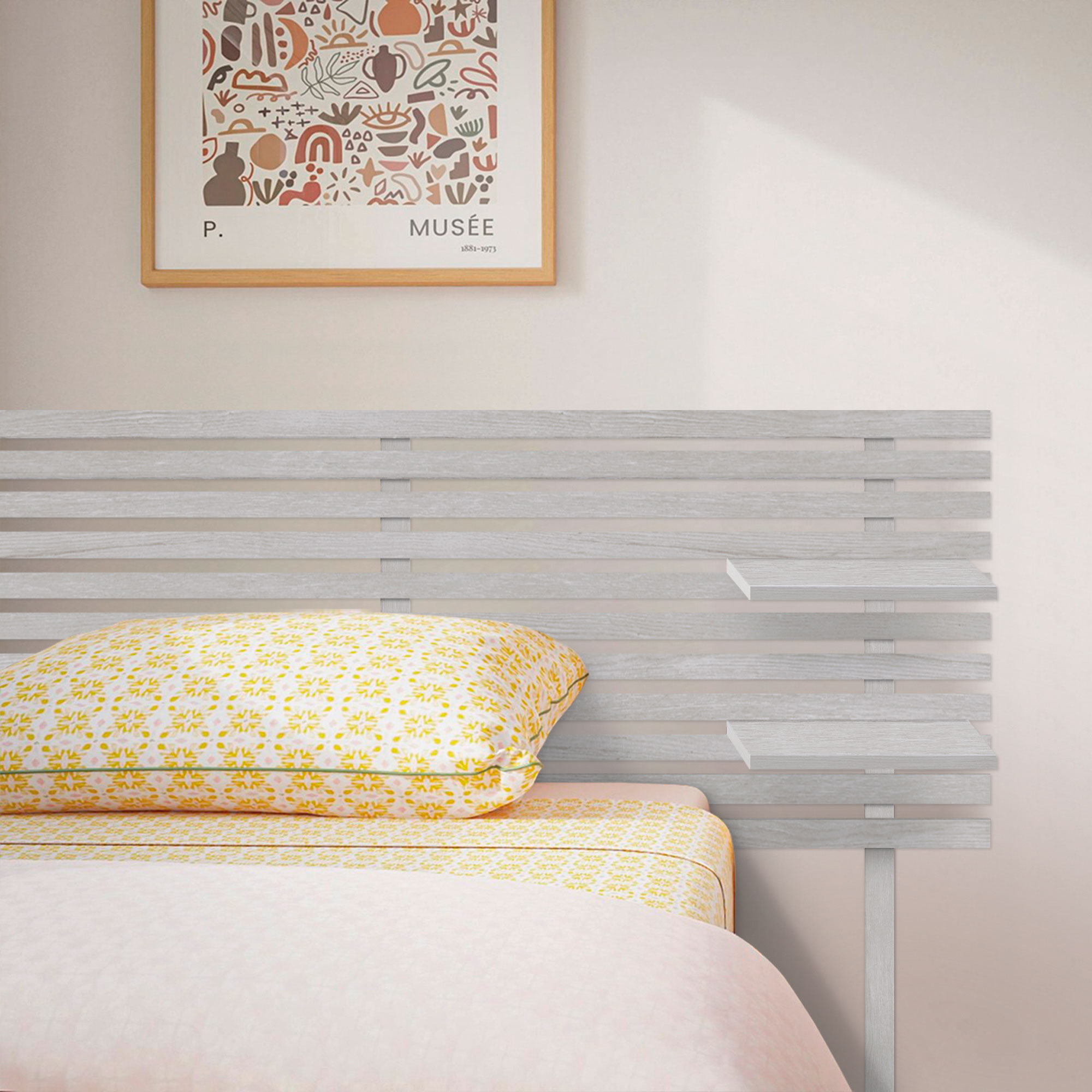 Cabecero con Estantes de Madera reciclada DM Colgante Pared Estilo Palet Japones con Patas