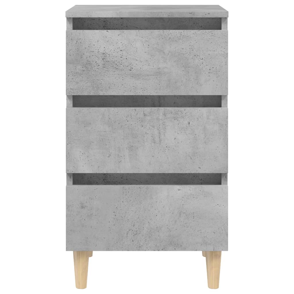 vidaXL Mesitas de noche 2 uds patas madera gris hormigón 40x35x69 cm