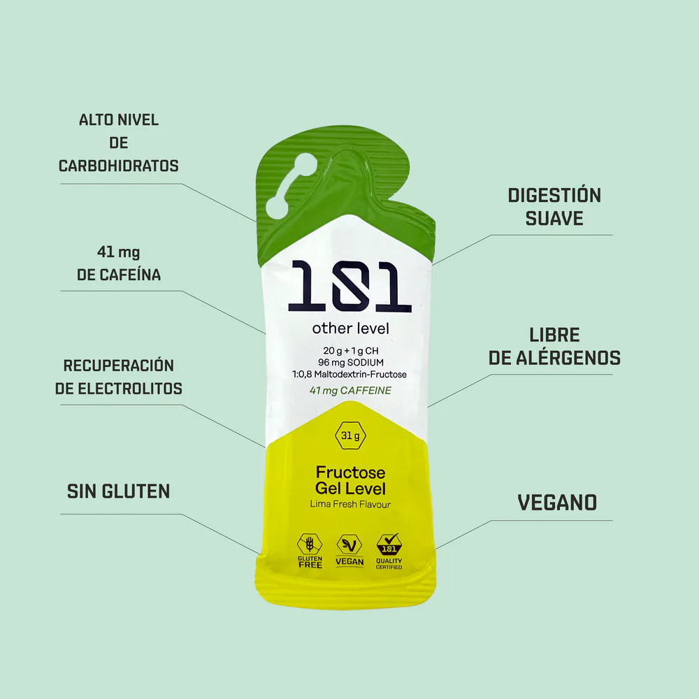 101 OTHER LEVEL PACK 12 FRUCTOSE GEL LEVEL 31 GRAMOS - 21G CHO + 96MG SODIO + 41MG CAFEÍNA