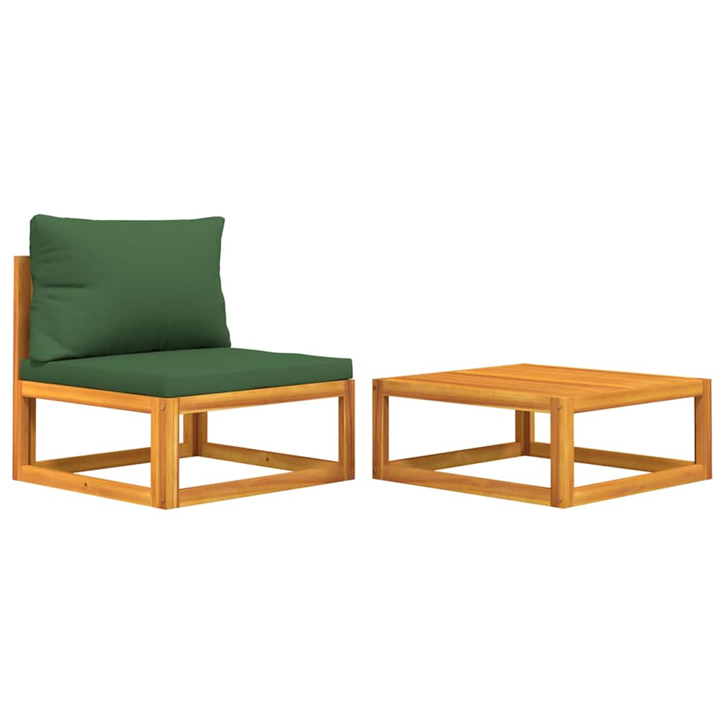 vidaXL Sofás de jardín 2 pzas con cojines madera maciza acacia