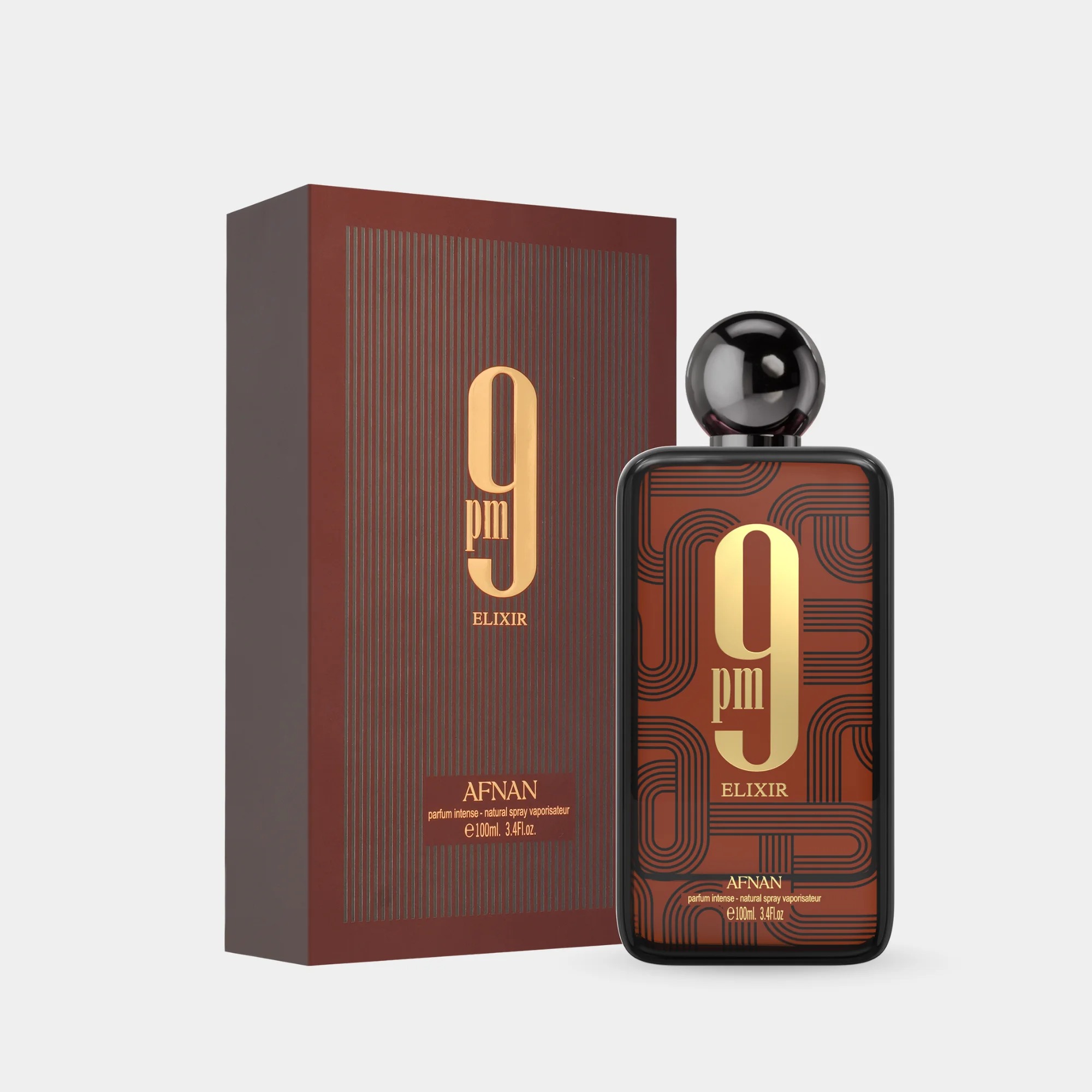 Perfume Afnan 9PM Elixir 100ml para Hombre - Eau de Parfum Ambarino Dulce con Notas de Vainilla, Canela y Bergamota, Alta Fijación y Proyección para Eventos Nocturnos