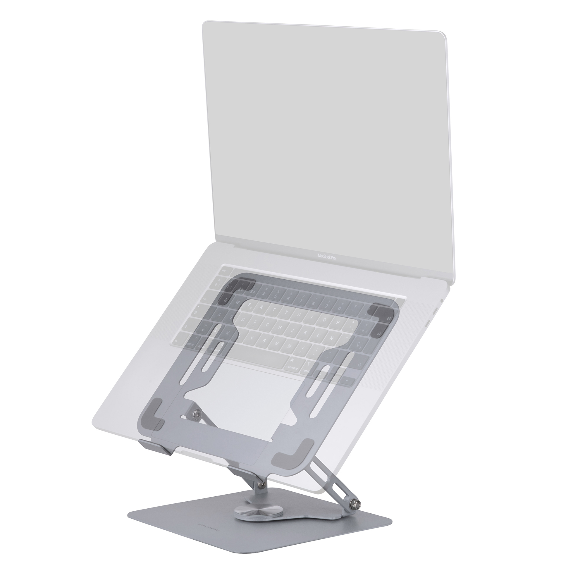 Mars Gaming MA-RSN, Soporte para Portátiles y Tablets hasta 17", Ajuste en Altura + Inclinación + Rotación 360º, Stand Estructura Acero, Almohadillas Antideslizantes, Diseño Plegable Portátil, Soporte Portátil en Negro o Plateado