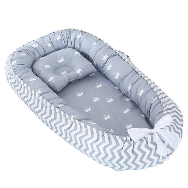 CA Cuna De Bebé Portátil 85x50cm Con Almohada Y Frontera De Seguridad Algodón Cradle Para Recién Nacidos Lounger Infantil Co-sueño Cuna De Bajo Peso
