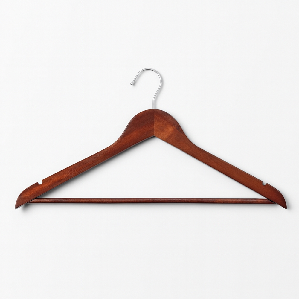 TopRed | Percha Madera Juego de perchas de madera color café con diseño ranurado y ganchos cromados giratorios de 360°: perchas de madera resistentes adecuadas para trajes, abrigos, pantalones, camisas y vestidos.