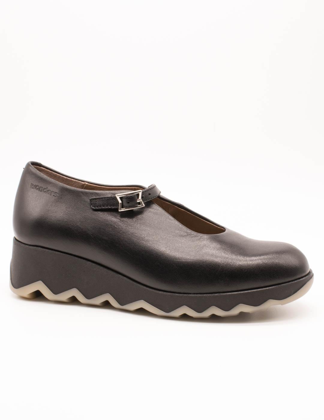 Wonders Zapato C-7631 Velvet Negro de Mujer