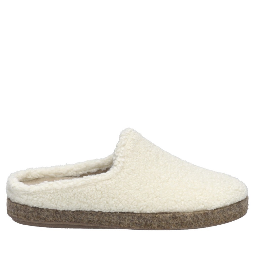 Cómoda  Zapatilla de casa mujer JOSEF SEIBEL Lara-02 en suave y cálido tejido ofwhite. Plantilla extraible. Ligera cuña al tono antideslizante. Altura Tacón bajo (1-3 cm) Referencia 55802VL329011