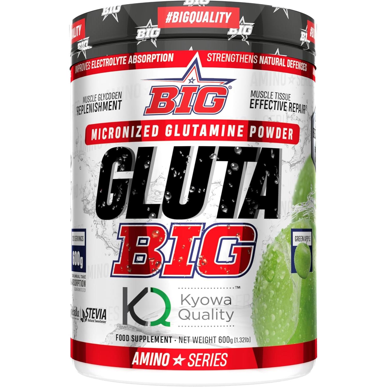 BIG – L-Glutamina Micronizada Kyowa® en Polvo para Recuperación Muscular – Aminoácidos Premium – 600 g