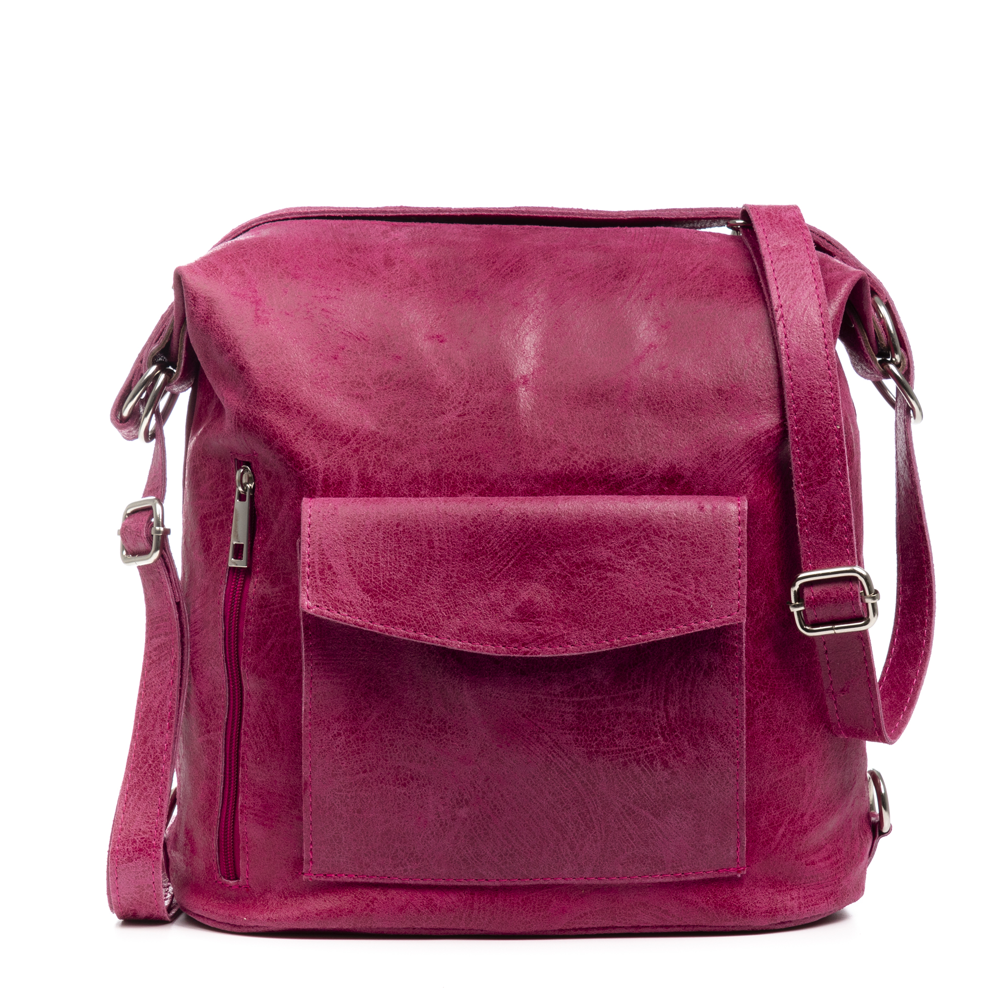 Firenze Artegiani. Irene Bolso de Hombro Mochila Mujer.Piel auténtica Gamuza Lavado a la Piedra. Made in Italy. Vera Pelle Italiana.