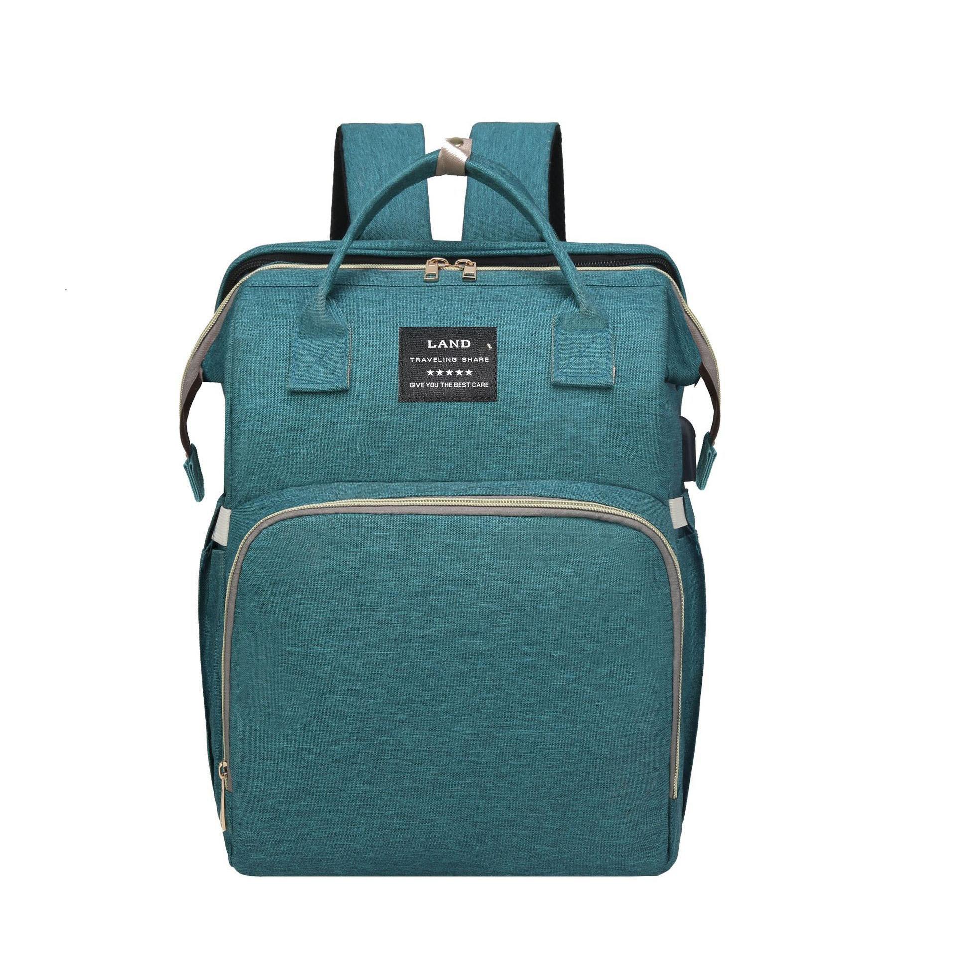 Bolso maternal multifuncional y elegante, plegable tipo cuna, sencillo y portátil, con compartimento térmico para biberones, de gran capacidad para actividades al aire libre