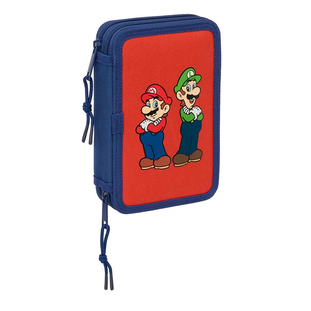 SAFTA | Estuches Escolares Super Mario Bros Mamma Mia, Modelos Rectangular, Triple y Plumier Doble 29 Piezas, Portatodos con Licencia Oficial