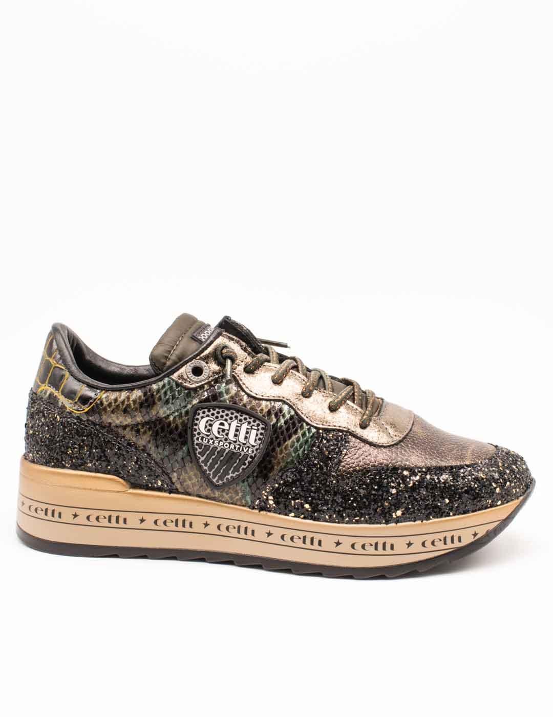 Deportivo Cetti C-1251 GLITTER SNAKE KAKI de mujer