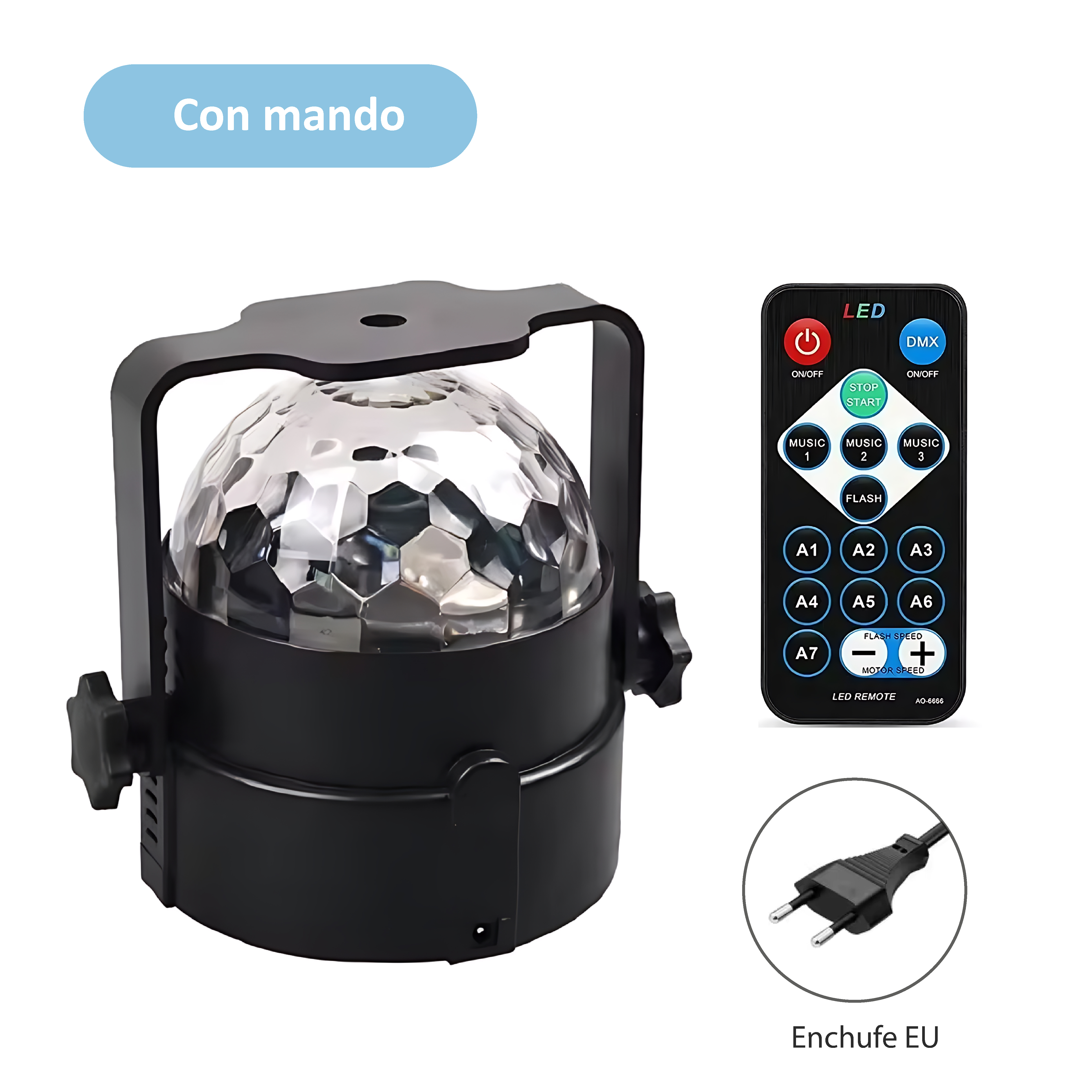 Luz LED de Discoteca, Lámpara de Bola Giratoria,  Lámparas de bola de discoteca con control remoto LT-775