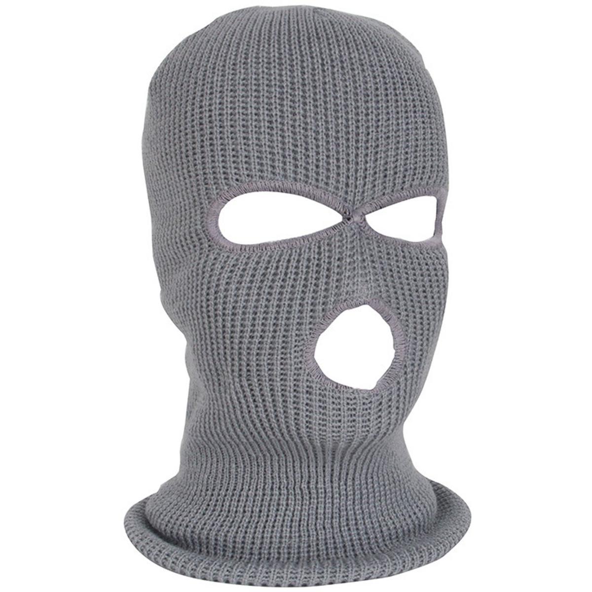 1 warm wintermasker, masker met 3 gaten, gebreid ski-koud fietsmasker, multifunctioneel masker, motor- en fiets-skimuts,lichtgrijs