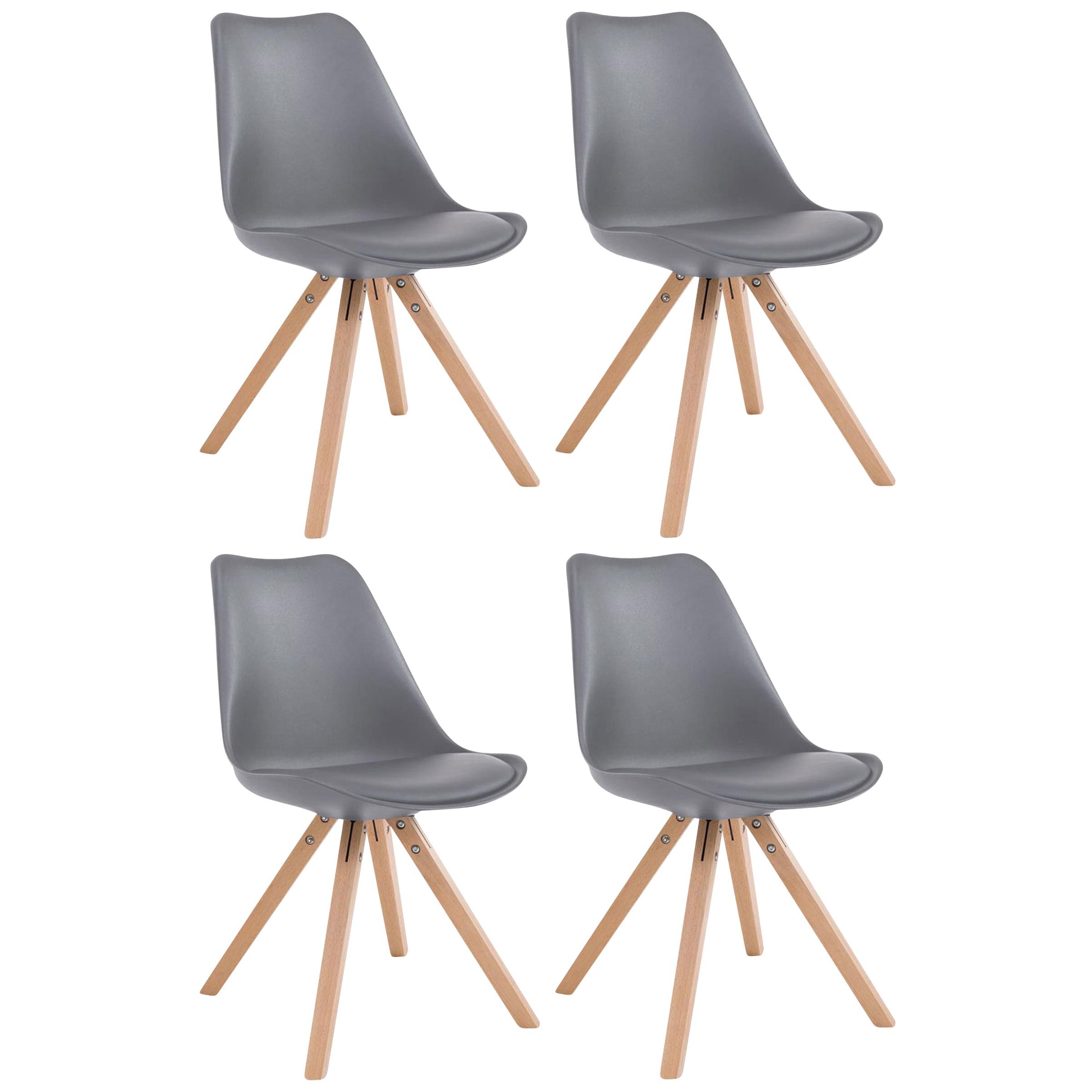 Set de 4 sillas para comedor Toulouse Square en polipiel Gris,Natural