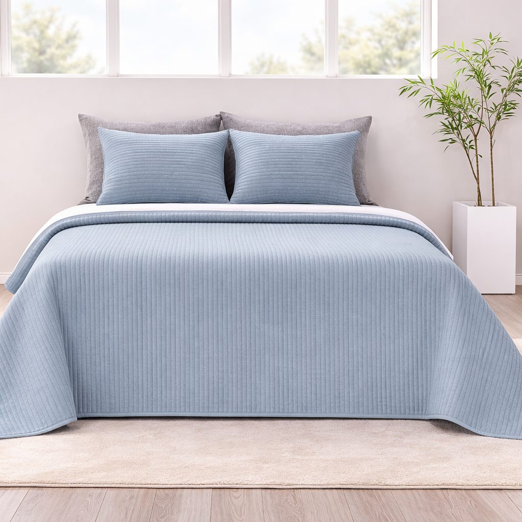 Colcha Bouti de Verano con Fundas de Almohada, Colcha Ligera y Acolchada, 100% Microfibra Poliéster, Suave y Transpirable, 2 Tamaños y 7 Colores Disponibles, para Camas 90-150 cm, Fácil de Lavar. ✅ Entrega en España en 48/72 horas