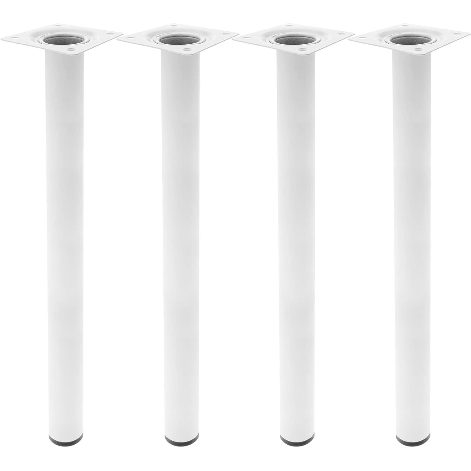 LIYSET Pies Redondos para Mesa y Mueble. Patas en Acero Blancas de 10cm/25cm/40cm70cm ,4-Pack