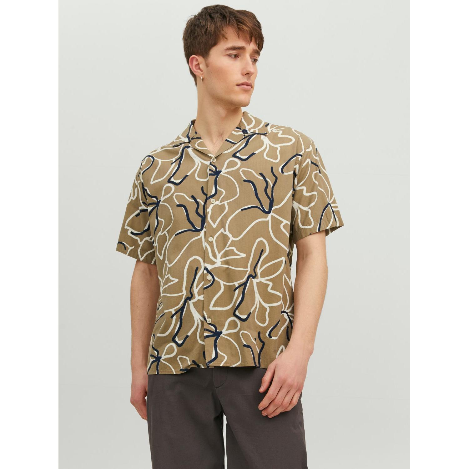 Jack & Jones mod. 12202240 Camisa m/c con estampado floral bicolor