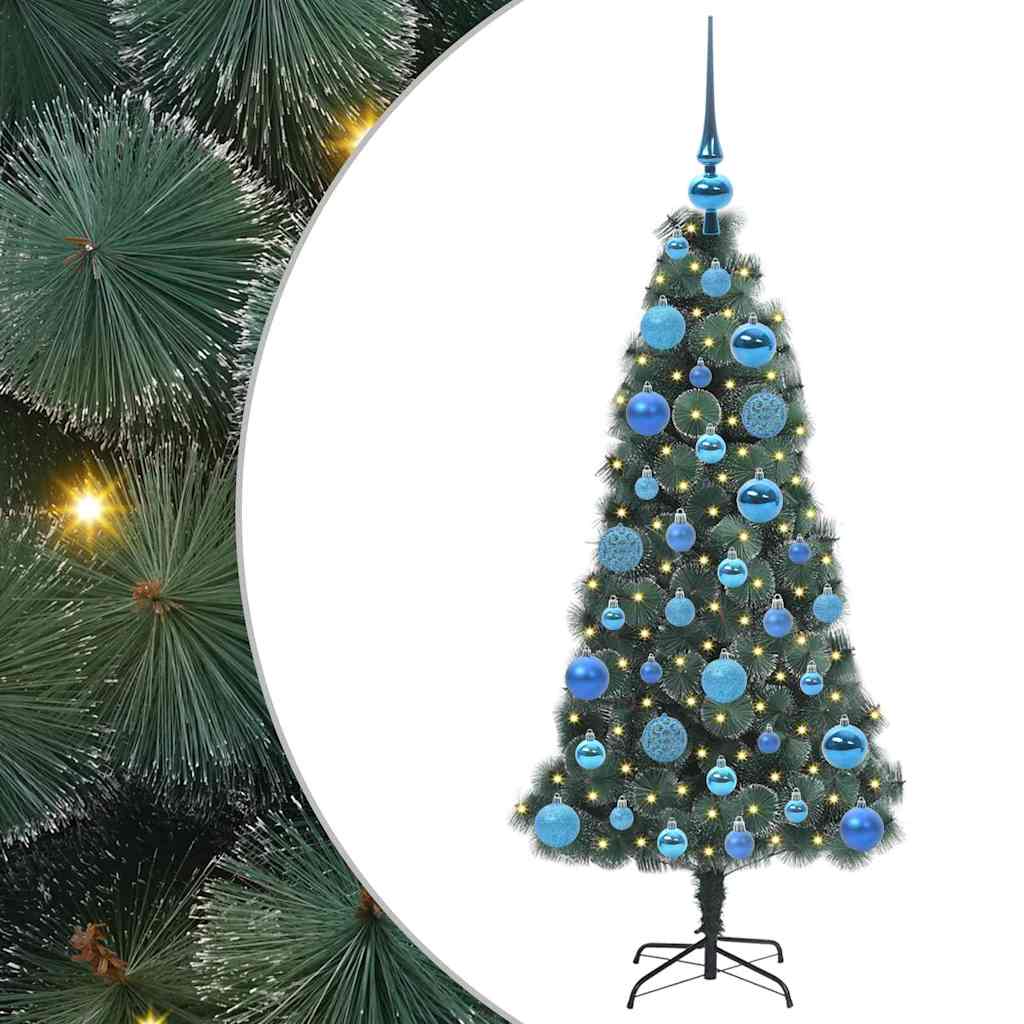 vidaXL Árbol de Navidad artificial preiluminado con juego de bolas PET Multicolor