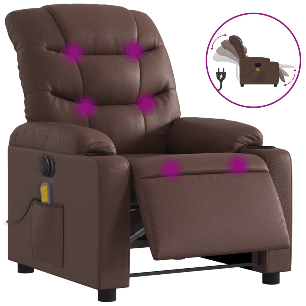 Vidaxl Sillón de Masaje Eléctrico Cuero Sintético Negro | Reclinable
