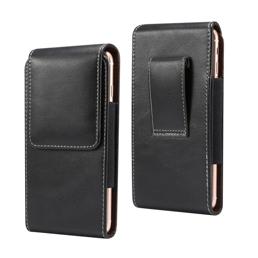 DFV mobile - Nuevo Diseño de Funda Vertical de Piel con pasador de Cinturon para BLU G90 (2020) - Negra
