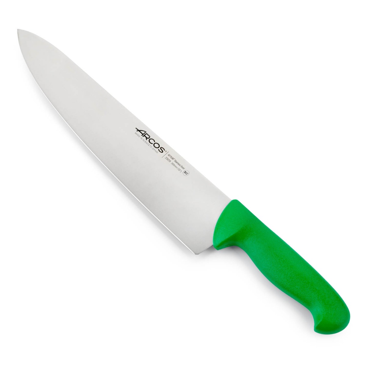 Arcos Cuchillo Cocinero Profesional - Hoja de Acero Inoxidable Nitrum 300 mm - Durabilidad y Corte Superior - Mango Polipropileno Verde - Serie 2900