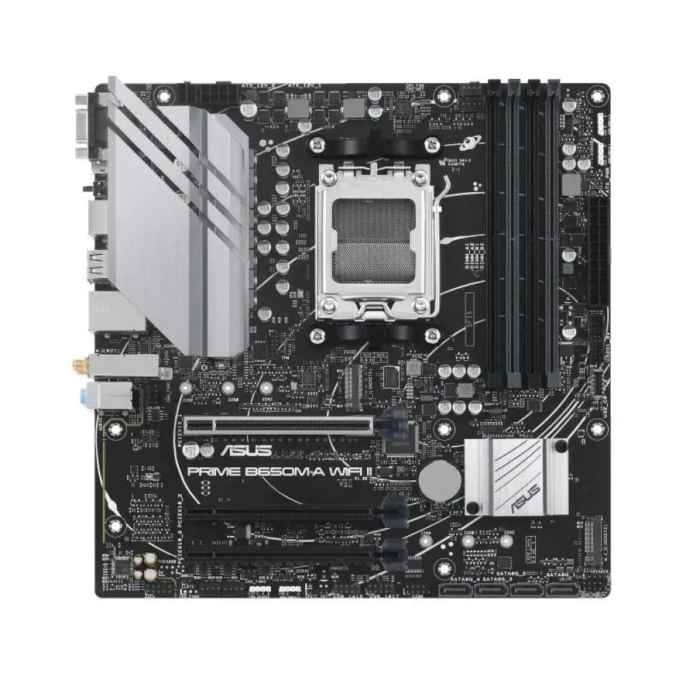 ASUS - Placa Base PRIME B650M-A WIFI II para AMD Ryzen 9000/8000/7000 (Socket AM5), DDR5 hasta 192 GB, WiFi 6, Ethernet 2.5GbE, Aura Sync RGB, formato micro ATX