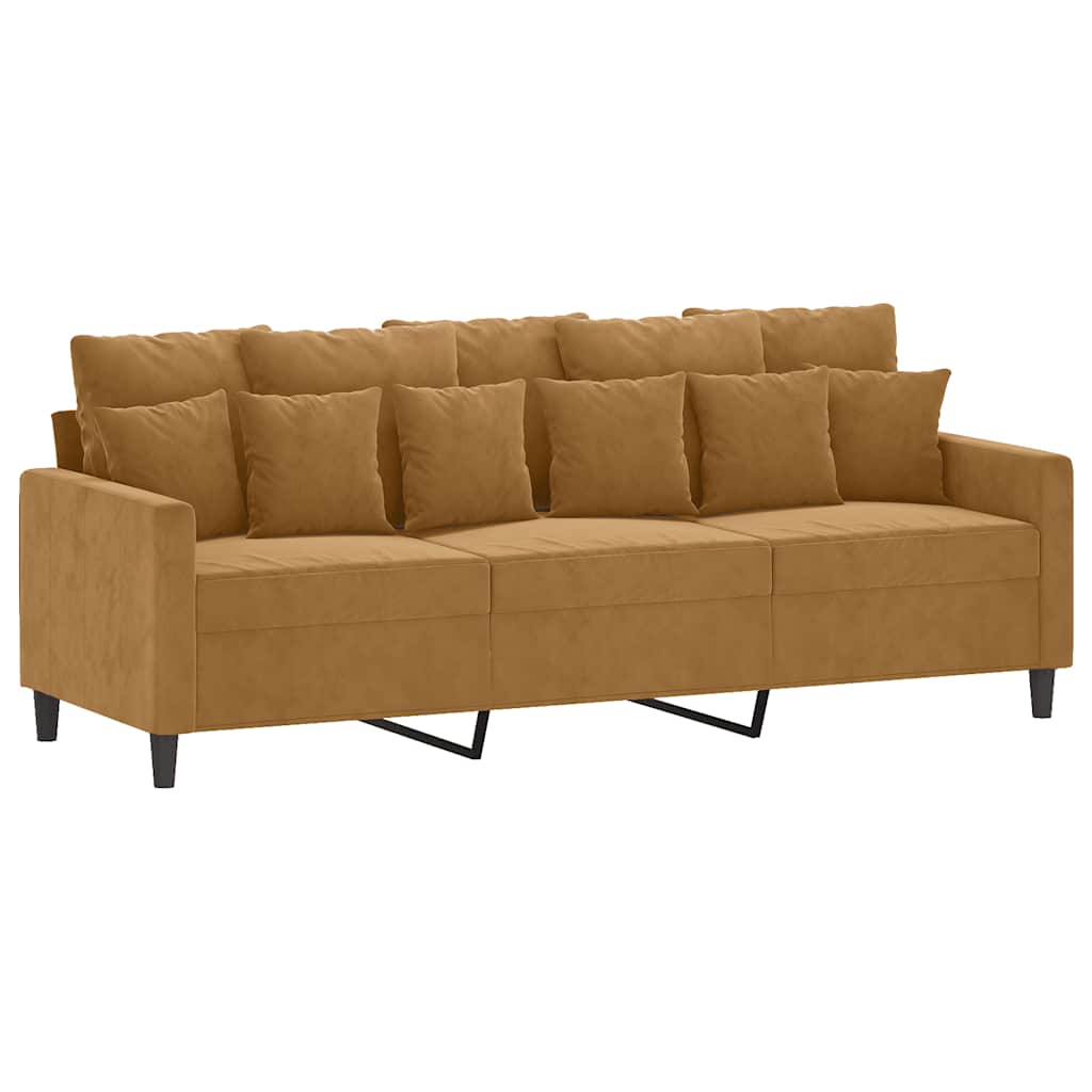 vidaXL Sofá de 3 plazas terciopelo marrón 180 cm