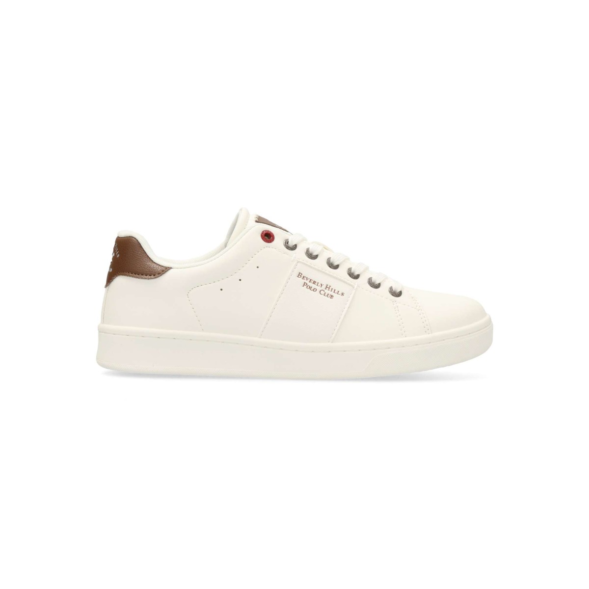 POLO - Zapatillas deportivas Hills LTX para hombre, estilo casual con cierre de cordones, fabricadas en piel sintética y suela de goma, plantilla acolchada extraíble blanco-marrón