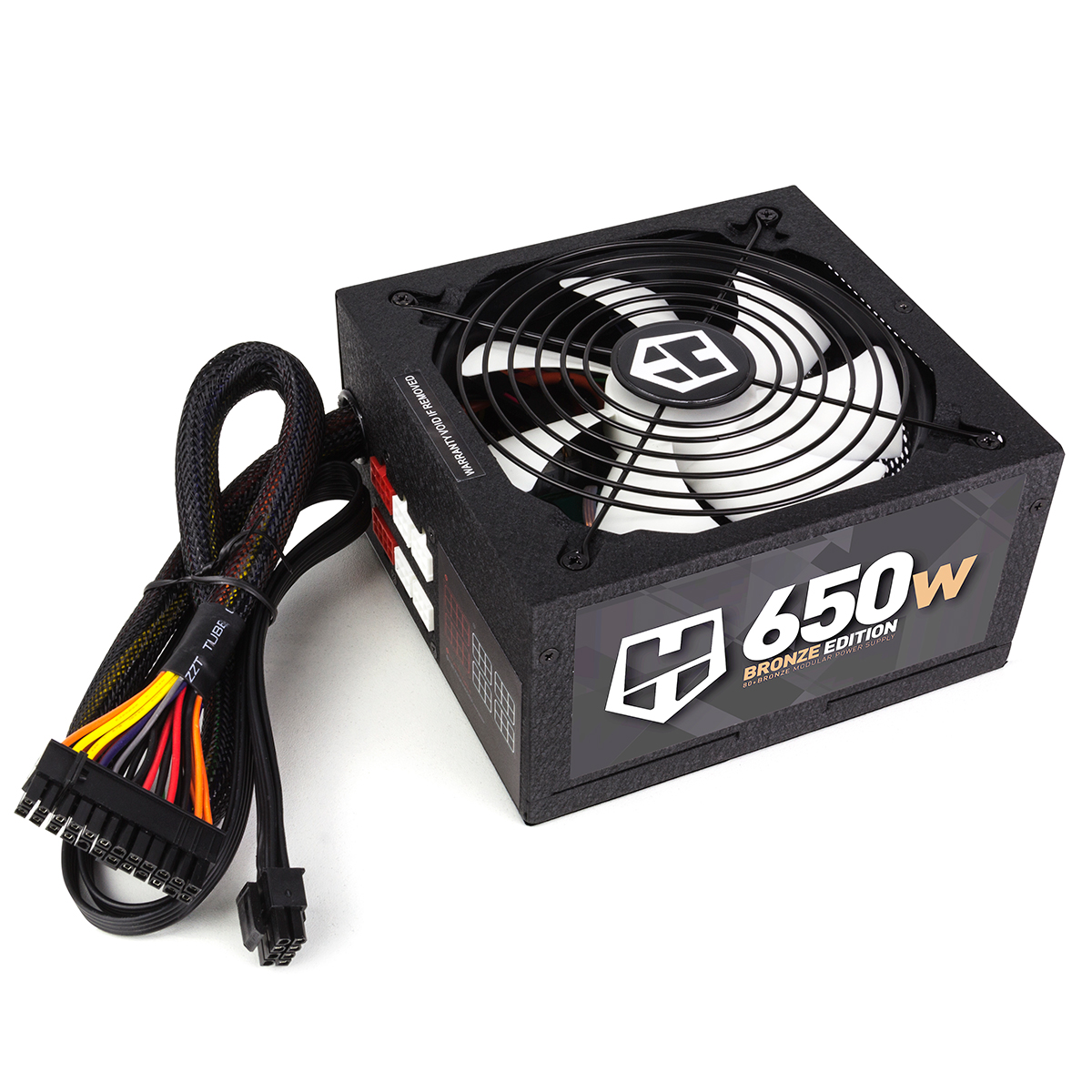 NOX HUMMER 650W - Fuente de Alimentación 650W, Certificado 80 Plus Bronze, Cableado Modular, Ultra silenciosa, Ventilador 140mm, Negro