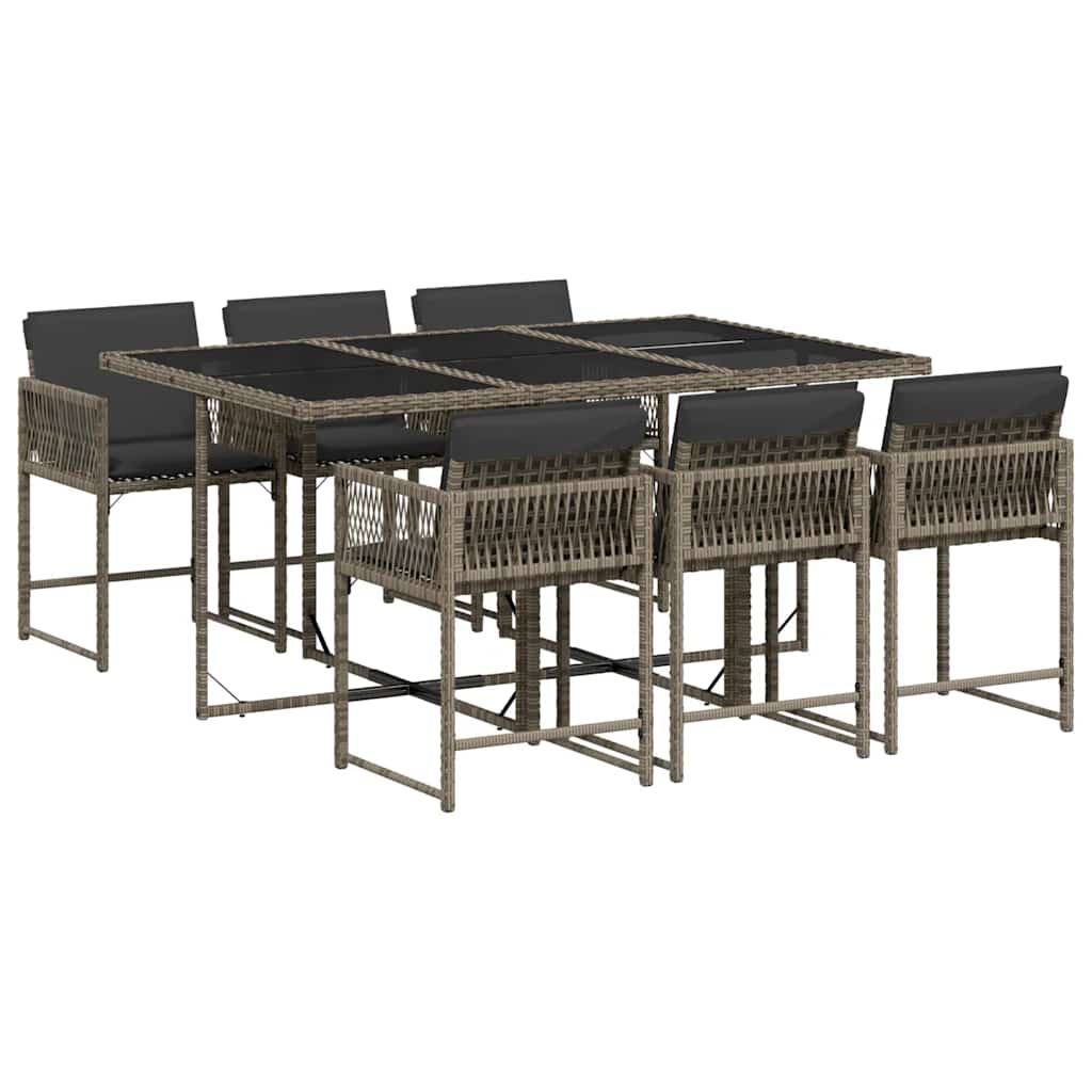 vidaXL Set comedor jardín 7 pzas y cojines ratán sintético gris