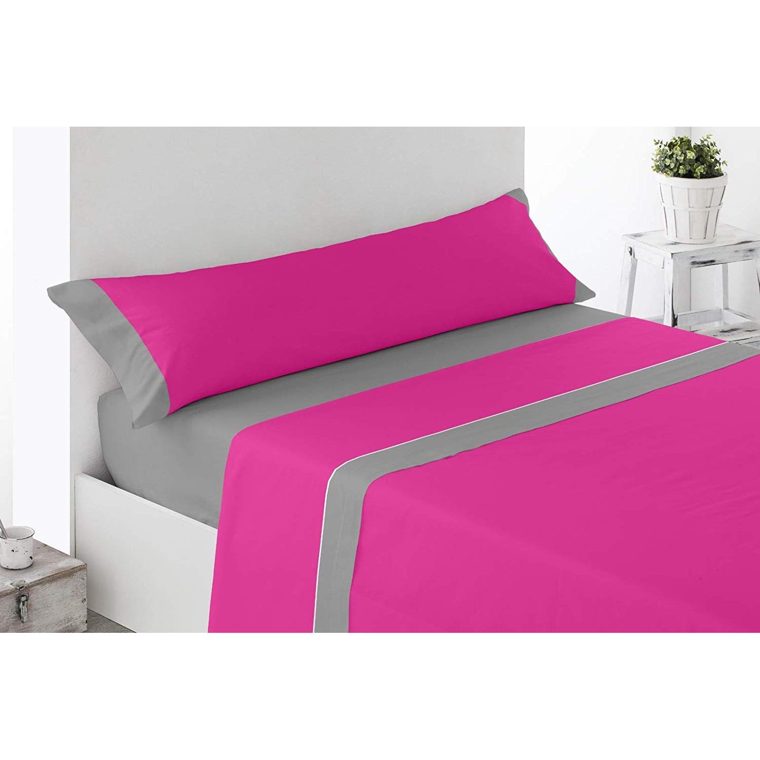 Energy Colors Textil-Hogar Juego Sabanas Verano 3 Piezas 100 % Poliéster Liso Bicolor Ligeras
