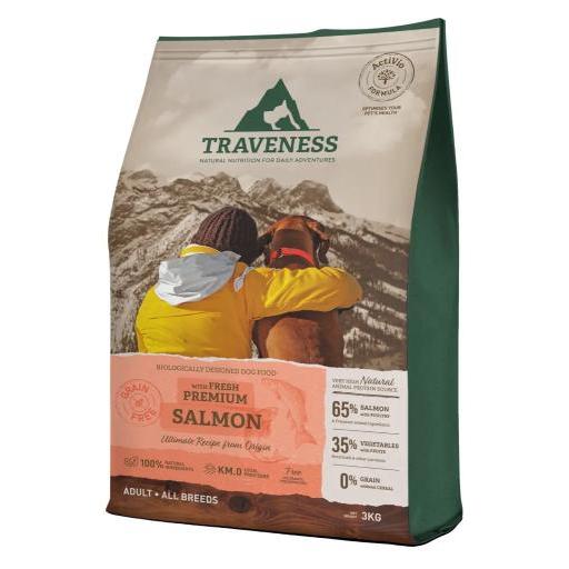 Traveness Pienso Natural Grain Free Receta de Salmón Sensitive para Perros - 3 Kg3
