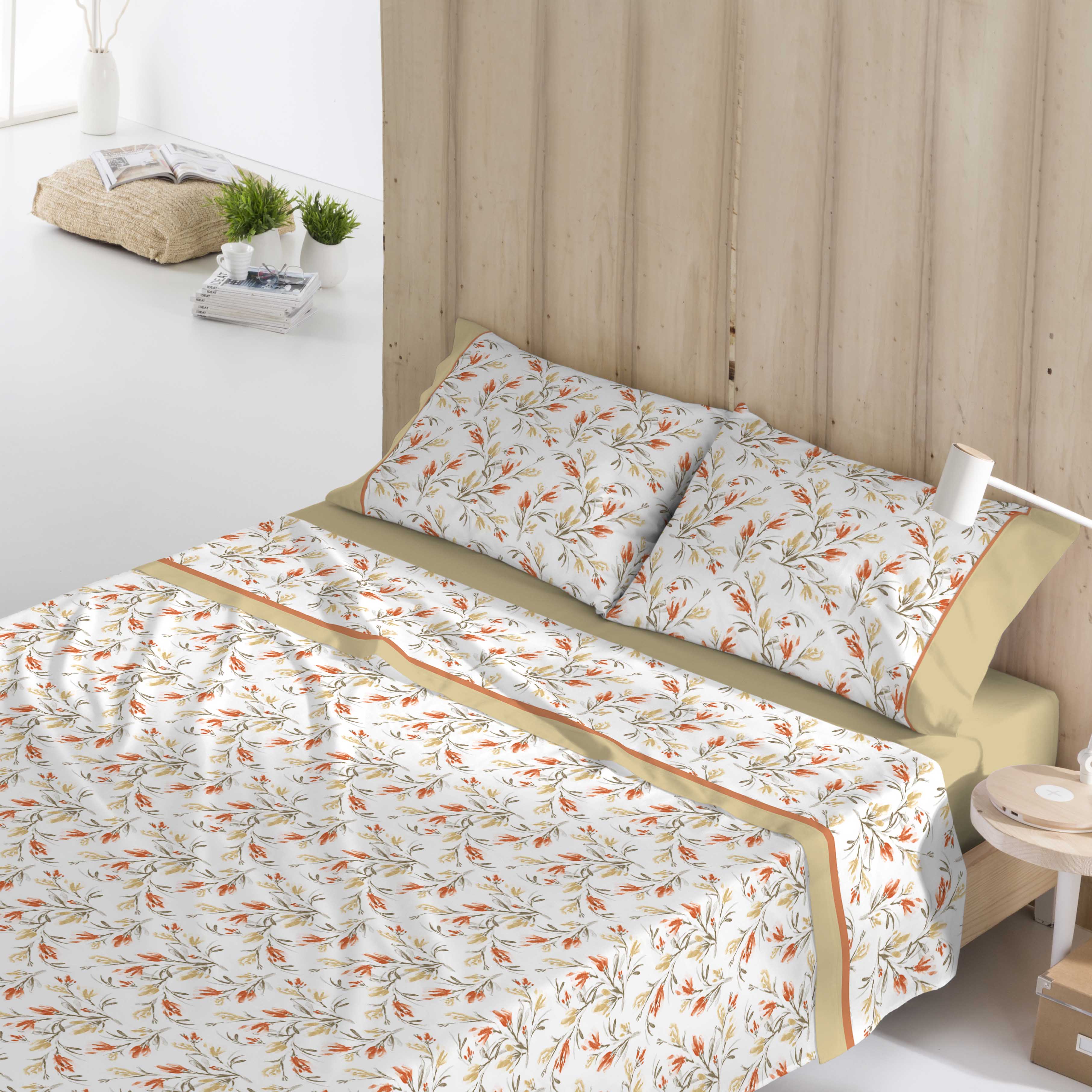 NATURALS - Juego de Sábanas Estampadas 3/4 Piezas - 10 Modelos Diferentes - 50% Algodón 50% Poliéster Extra Suave - 144 Hilos - Incluye Sábana Bajera + 1/2 Fundas de Almohada - Cama 90/105/135/150/180