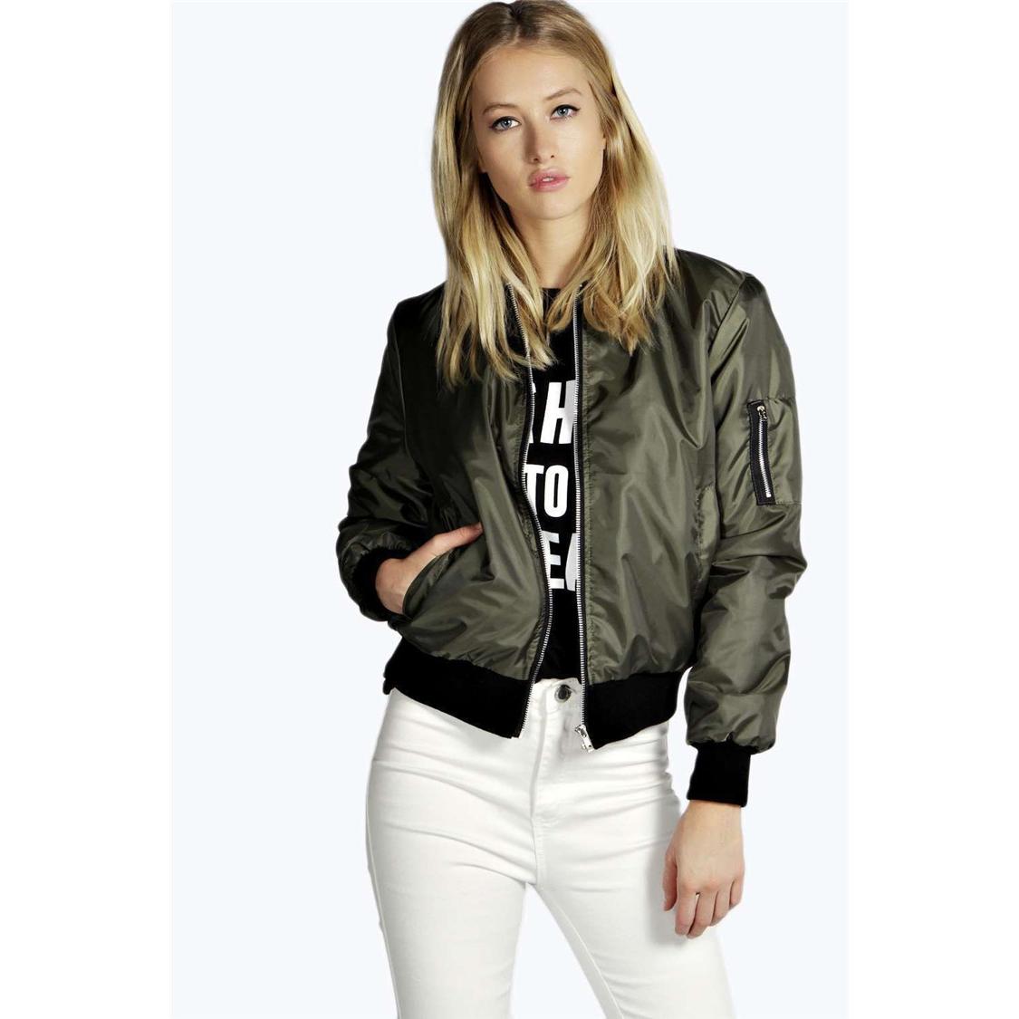 TK Nueva Chaqueta Corta De Mujer Estilo Vintage High Street O-neck Chaqueta Militar Moda Cierre De Cremallera Manga Larga Para Mujer