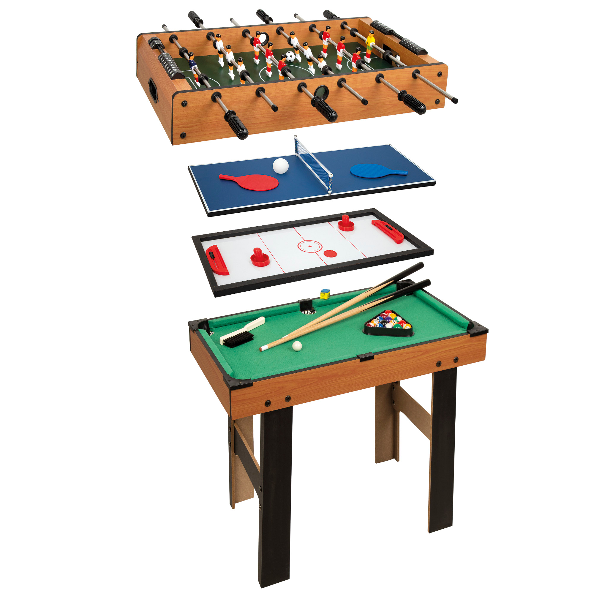 Cb Games - Mesa Multijuegos 4 En 1 Con Patas, Futbolín, Billar, Hockey Y Ping Pong Para Niños Y Adultos, Juego Completo, 2 Jugadores, 87X43X73 Cm, +6 