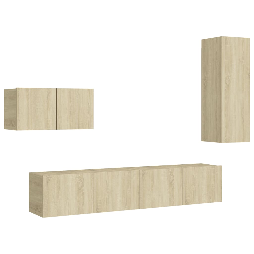 vidaXL Set muebles de salón TV 4 piezas madera ingeniería 30.5x30x90 cm, Mueble de Salon, Mueble TV, Mueble TV salon, Mesa de TV, Mueble tele