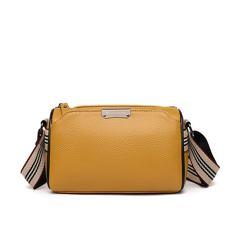 Bolso bandolera de piel auténtica para mujer, bolso de hombro clásico, bolso tote moderno y elegante, correa de hombro ancha