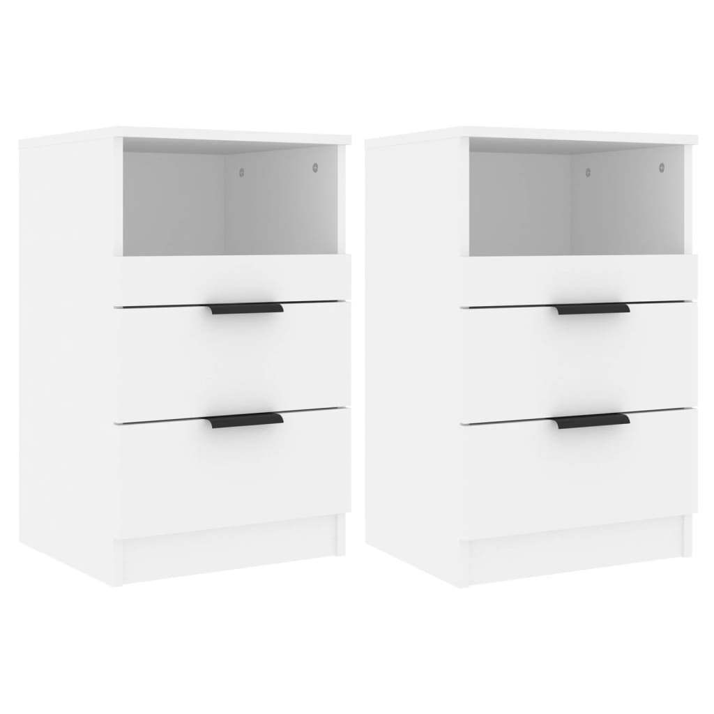 Vidaxl Mesitas de Noche 2 Unidades Madera Contrachapada Blanco