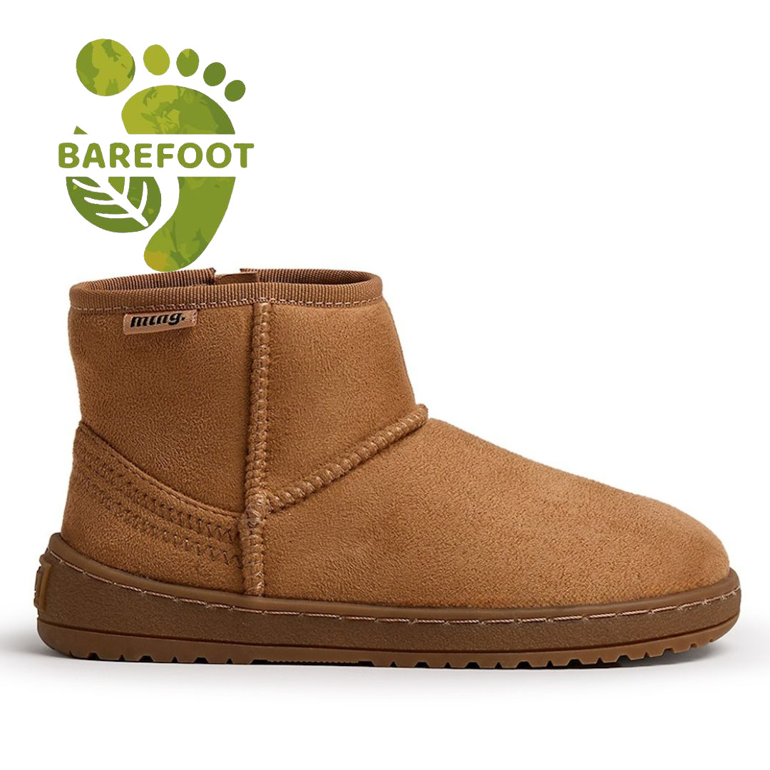 Botines Mustang barefoot Free marrones para niña con forro cálido y cremallera