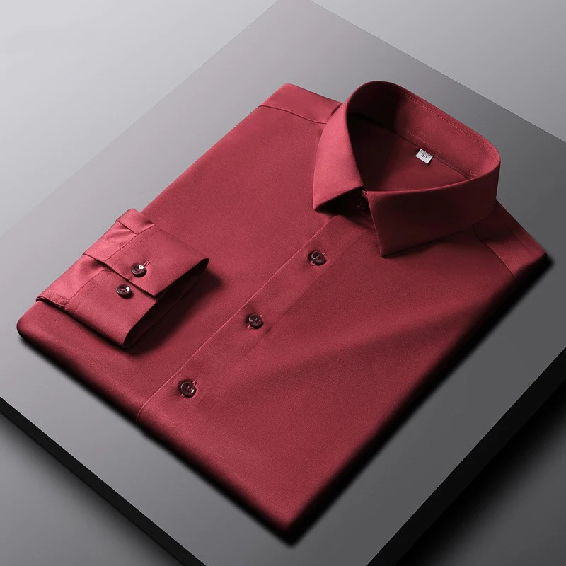 TK Camisa De Hombre Casual Y Moda Con Mangas Largas De Color Sólido No Hierro Y Resistente a Arrugas Top De Negocios