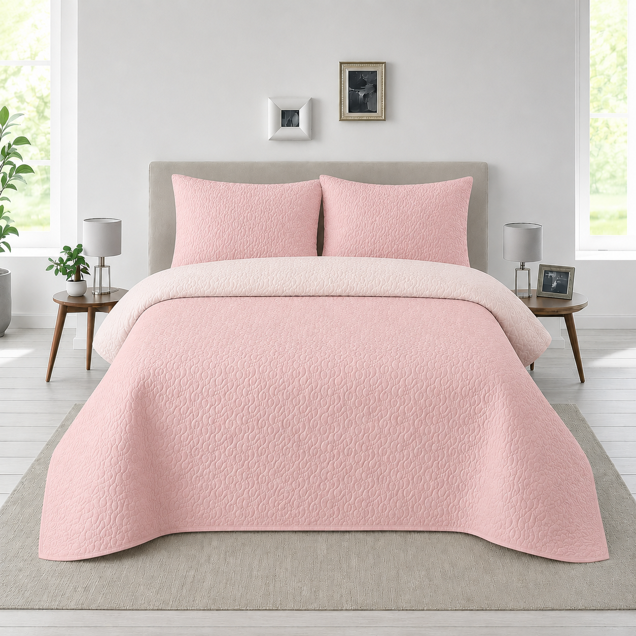 Colcha Bouti Lisa para Verano y Entretiempo, Colcha para Cama 100% Poliester, Colcha Cubre Cama para Cama 90/105/135/150cm, Suave, Colcha con Funda de Cojin 50x70cm. ✅ Entrega en 48-72h
